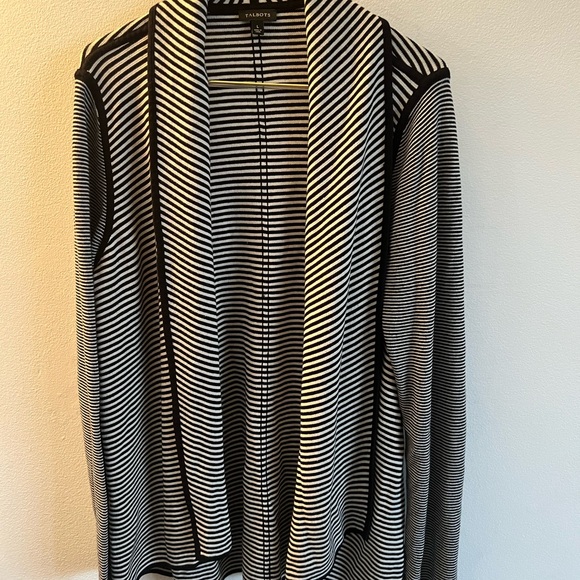 Talbots Sweaters - Talbots Black and White Striped Cardigan